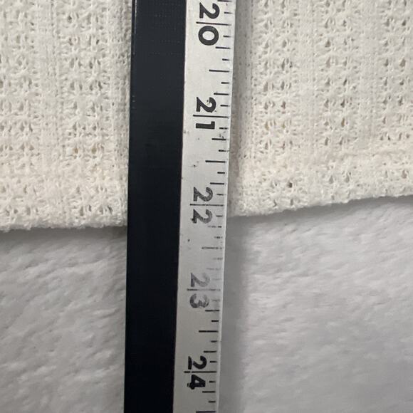 Madewell Womens XL Ivory Crochet Sweater Collared V-Neck Short Sleeve Retro Boho - Picture 11 of 12